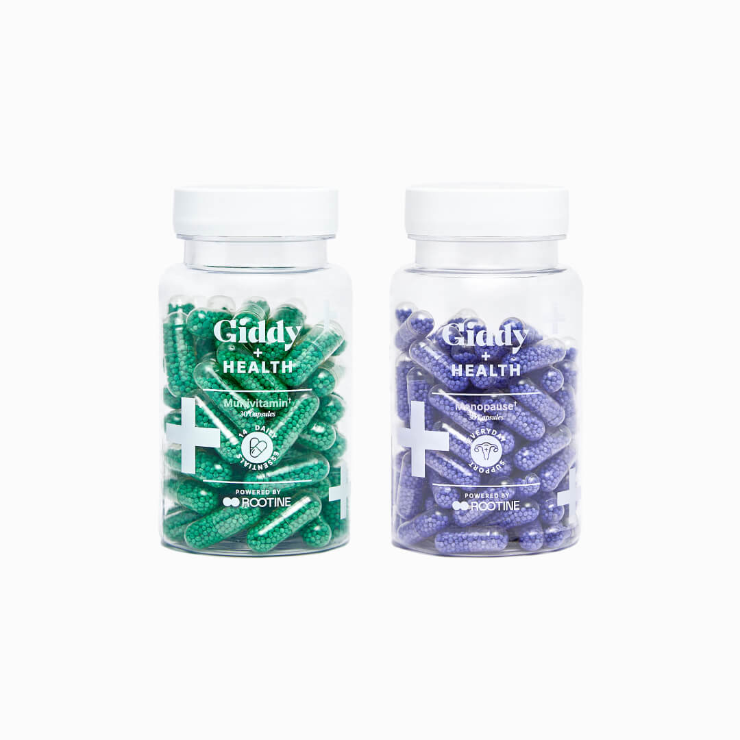 Fill nutritional gaps in your diet and provide menopause symptom relief. Take one capsule from each bottle daily with food. Menopause support and Daily multivitamin bottles