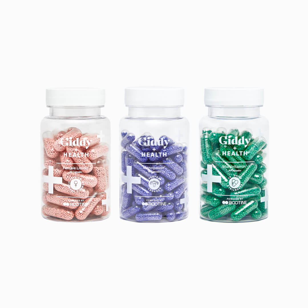 Fill nutritional gaps and provide menopause symptom relief. Take one capsule from each bottle daily with food. Menopause support andf Daily multivitamin (30 capsules per bottle)